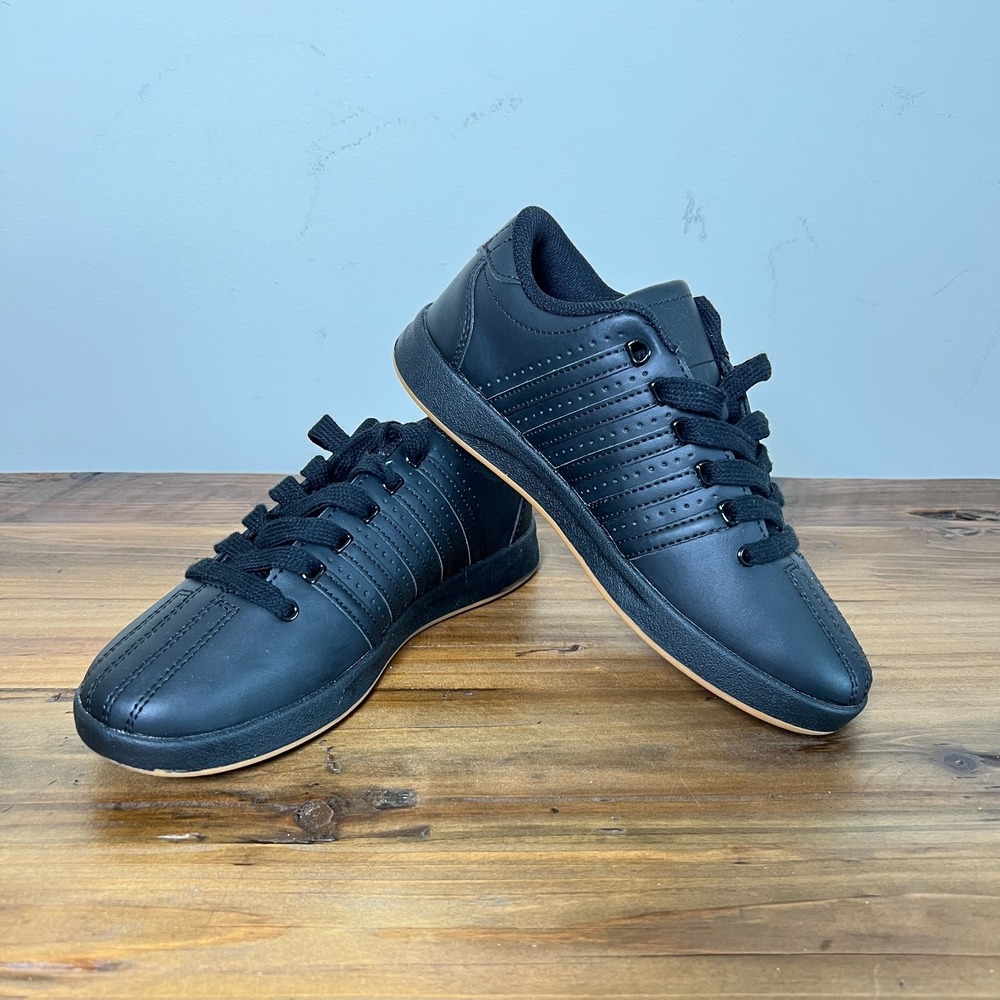 K-Swiss Court Style Sneakers Boys US 4 EU 36 Black Lace Up Casual Shoes
